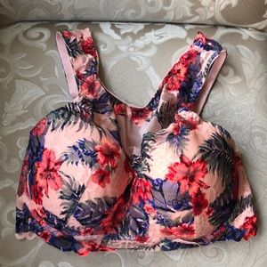 VS Pink Floral High Neck Padded Bralette